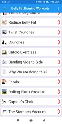 Belly Fat Burning Workouts android App screenshot 4